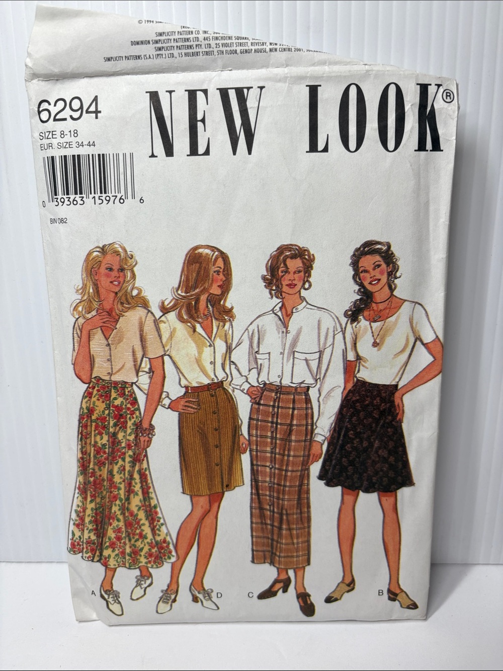 New Look Skirt Pattern 6294  sizes 8-18